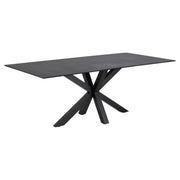 Heaven Rectangle Large Black Ceramic Dining Table Solid Metal Base 6/8 Seats 200x100 cm IN STOCK